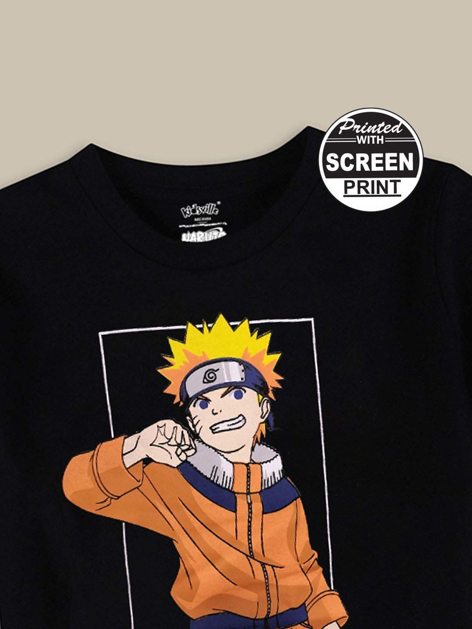 Kidsville Boys Black Cotton Printed T-Shirt