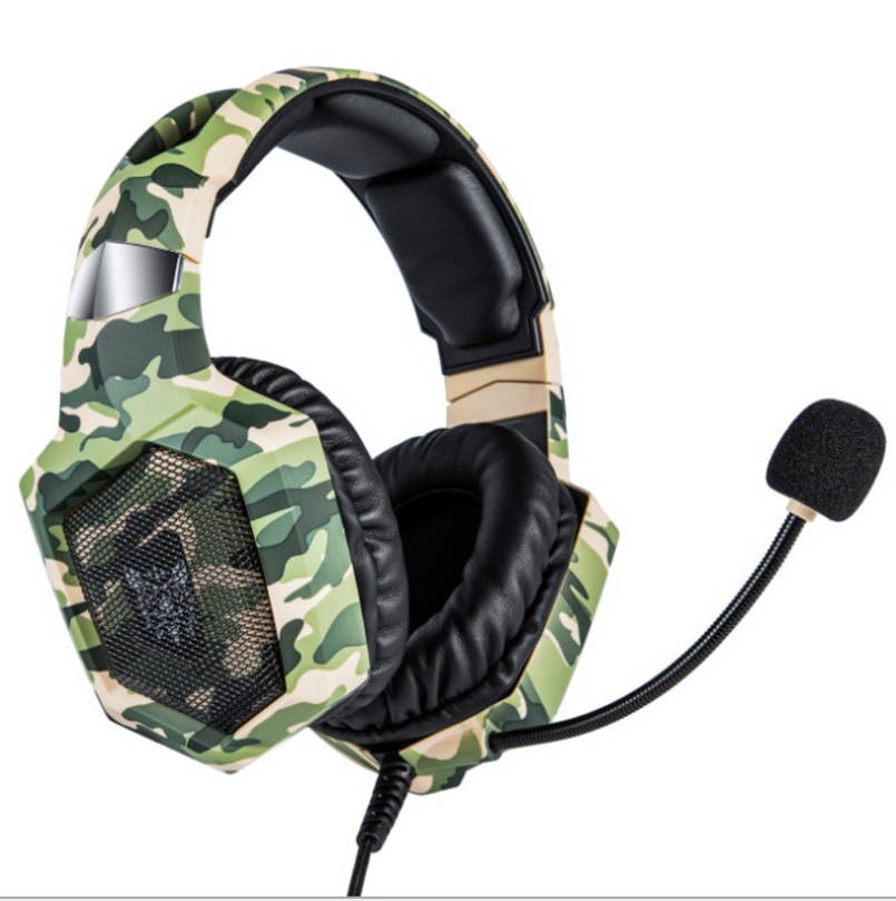 K8 head-mounted camouflage gaming headset luminous student computer PS4 headset color change brightness headphones speakers