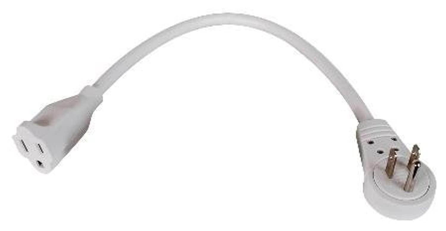 2 pack --- 12" inch white flat rotating plug extension cord