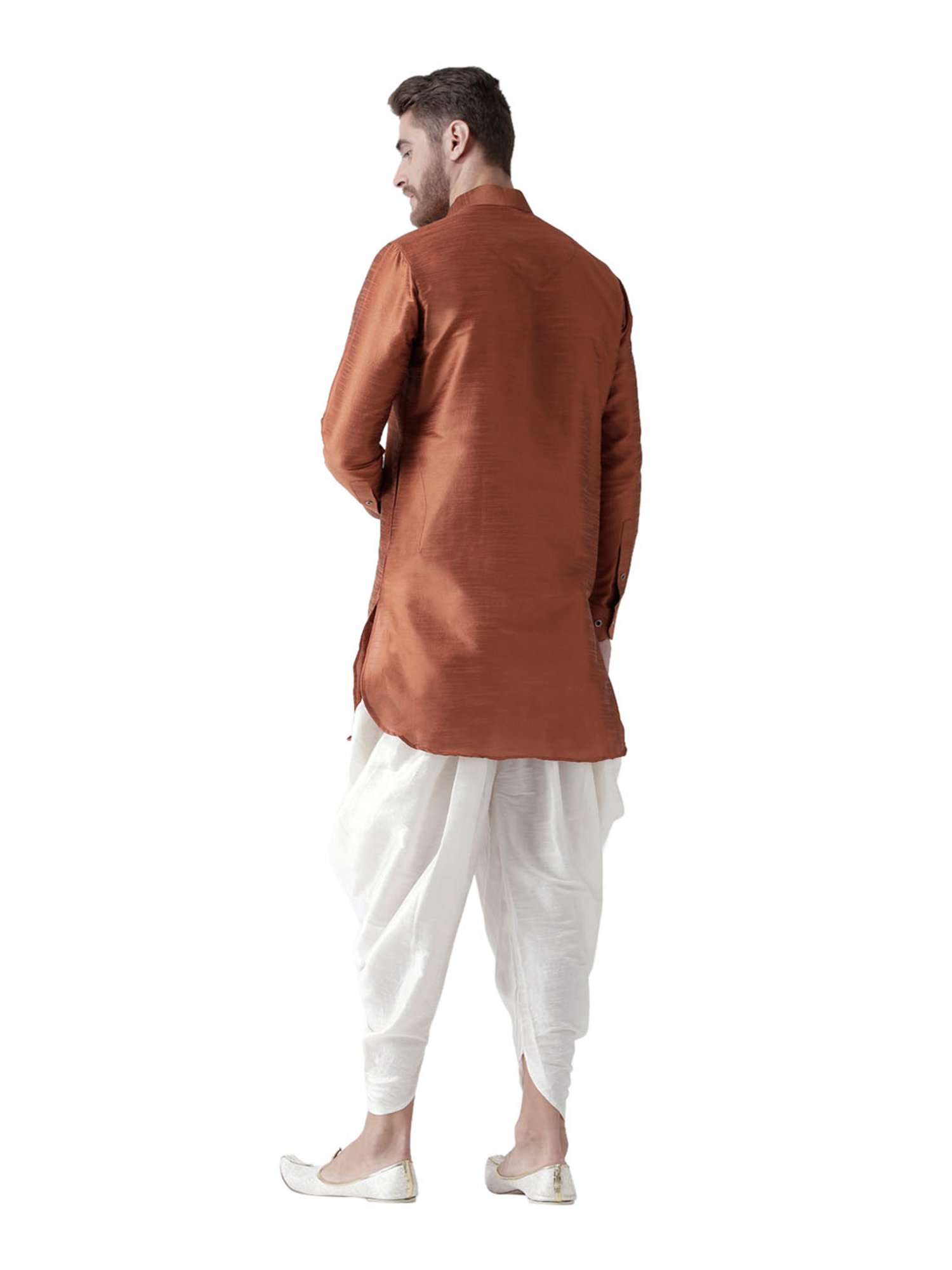 Deyann Brown & White Silk Kurta Set