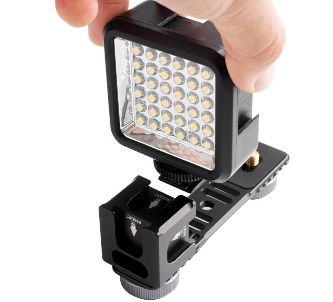 koolehaoda 4-Cold Shoe Mount Gimbal Extension Bracket, Universal Mic Stand and Light Mount Plate Adapter for 3Axis Gimbal with 1/4'' Threads for LED/Mic Mounting