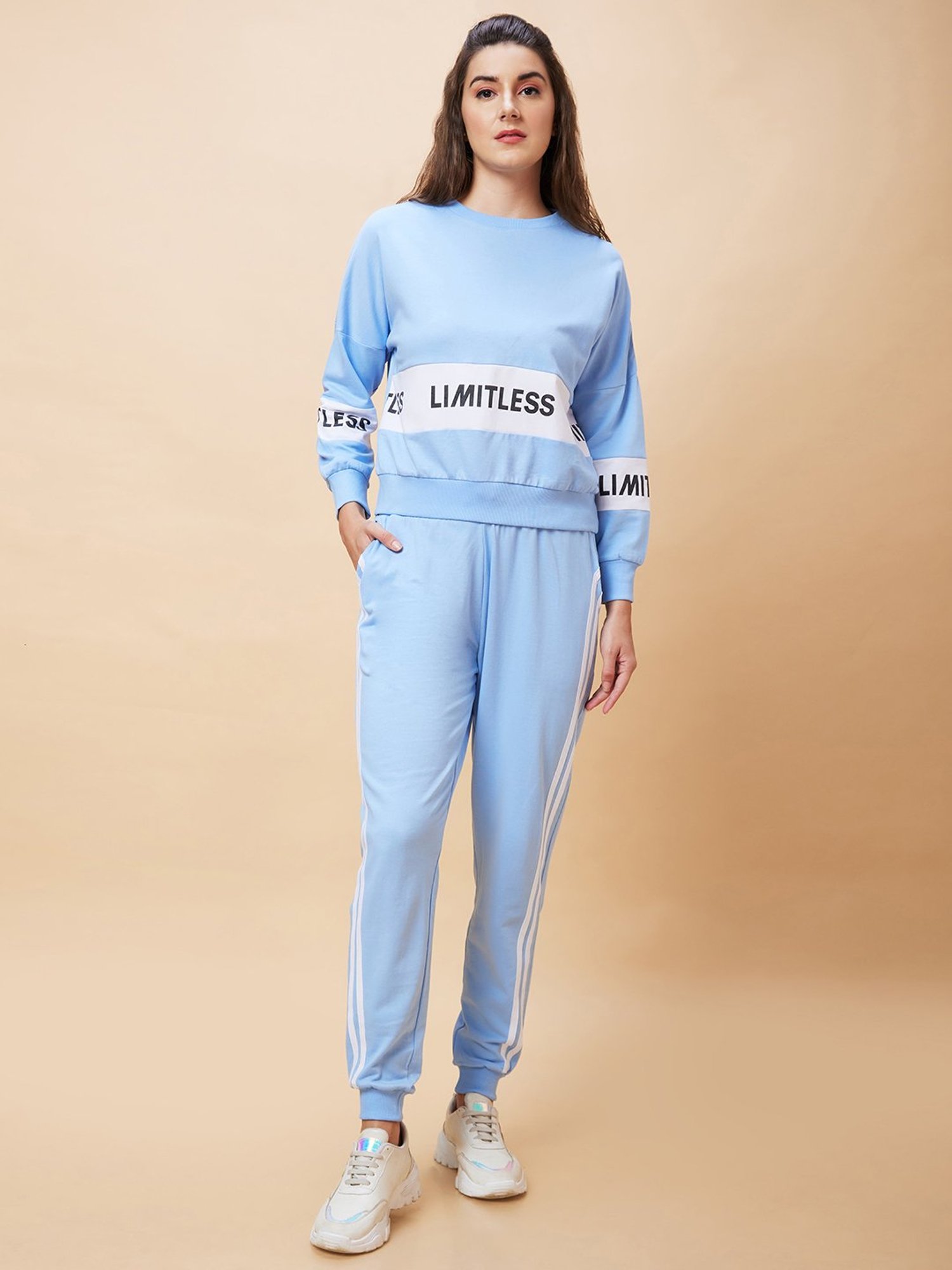 Globus Blue Cotton Graphic Print Sweatshirt With Joggers