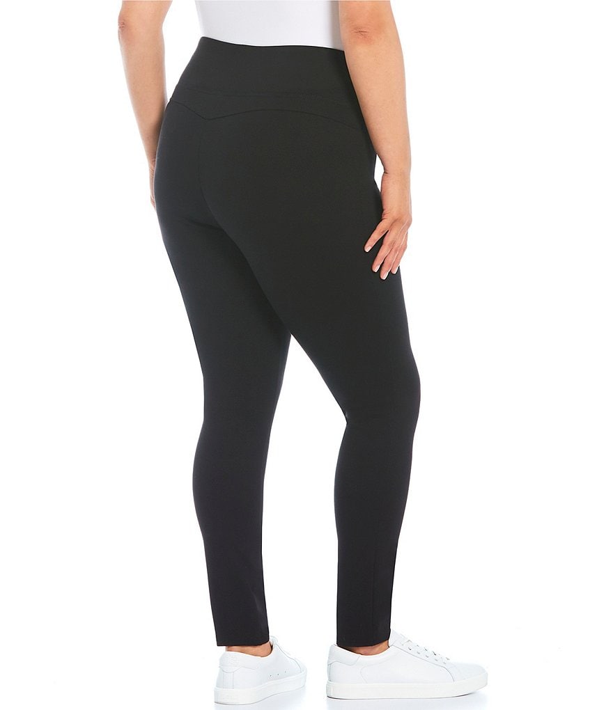 Slim Factor by Investments Plus Size Ponte Knit Wide Waistband Leggings