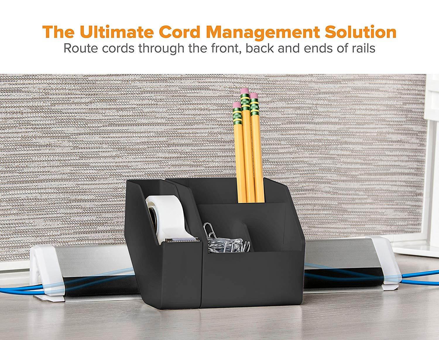 Bostitch Konnect 9-Piece Desktop Organizer Kit, Includes Cable Management Rails, Charging Phone Dock, Tape Dispenser, Sticky Notes, Storage Bins, Black (KT-CKIT2-BLK)