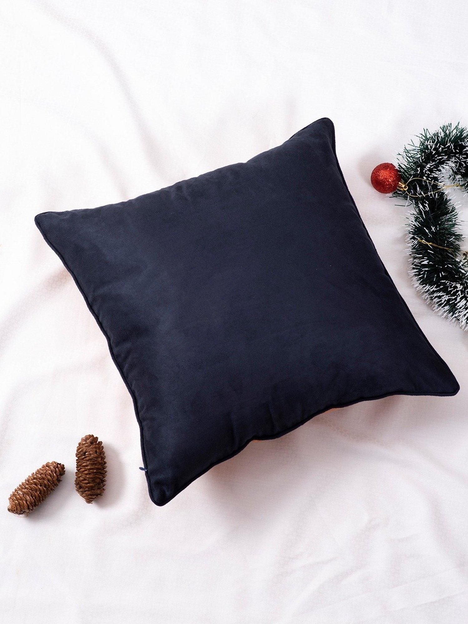 Nestroots Solid Orange Polyester Cushion Cover