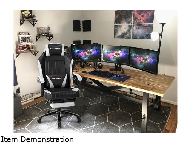STARSPACE High Back 350lb Memory Foam Ergonomic Reclining Gaming Chair Metal Base - Adjustable Back Angle and Retractable Footrest Racing Executive Computer Desk Office Chair with Thick Padded Arms