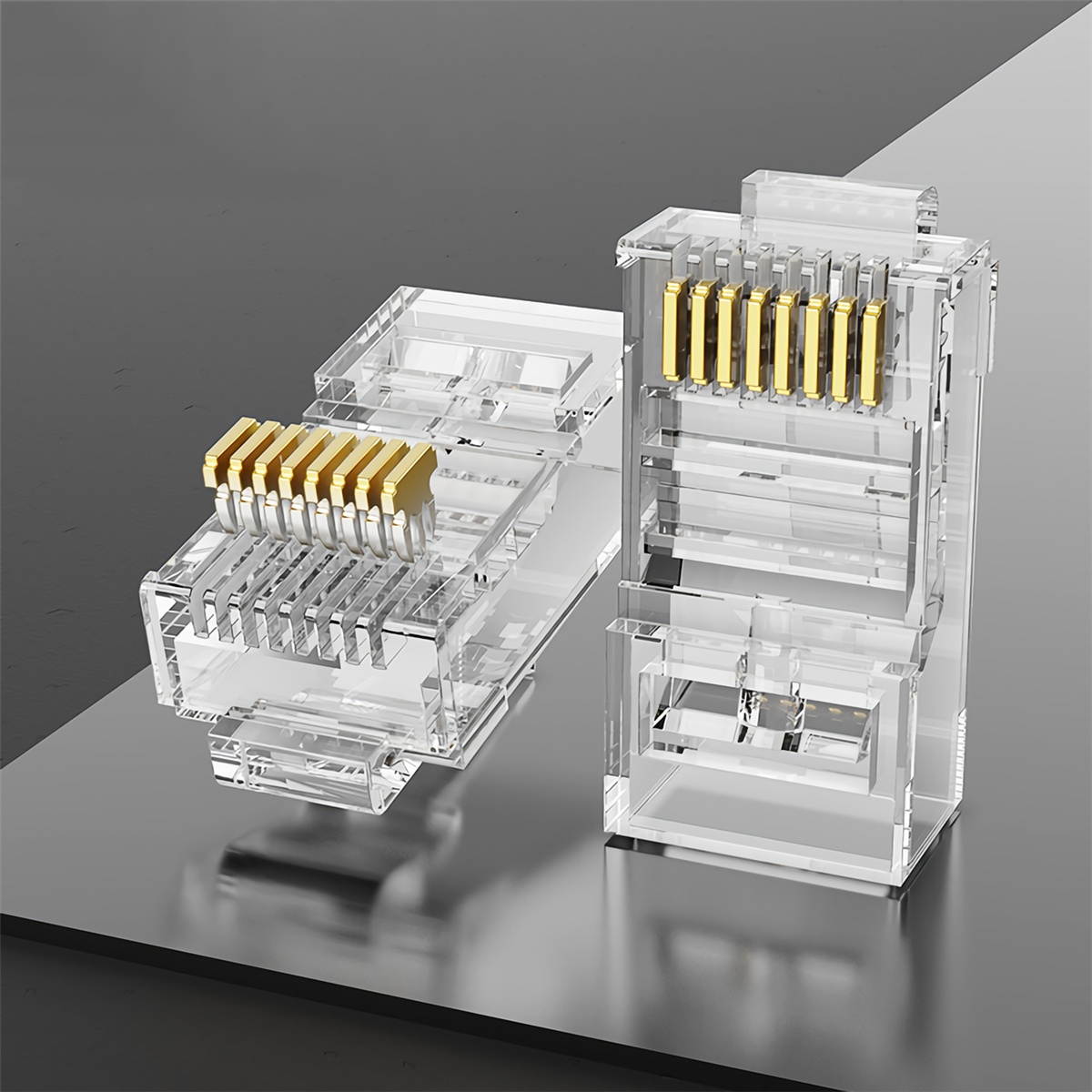 Vention IDAR0 50 Pcs/set Cat5E RJ45 Modular Plug Connector Ethernet Cable Head Plug Gold-plated for Network 8P8C RJ 45 Crimper Connectors