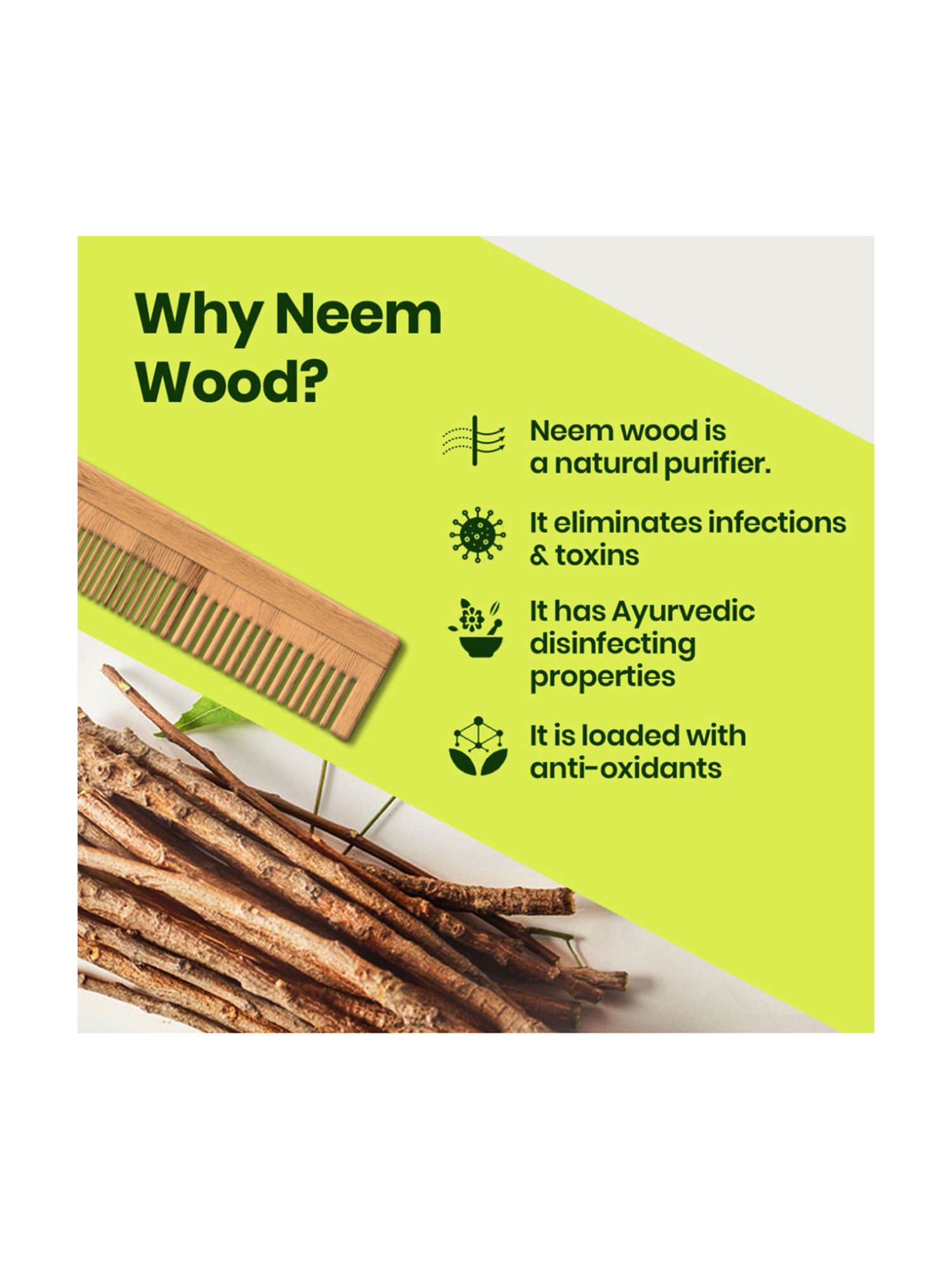 TNW-The Natural Wash Neem Wood Comb