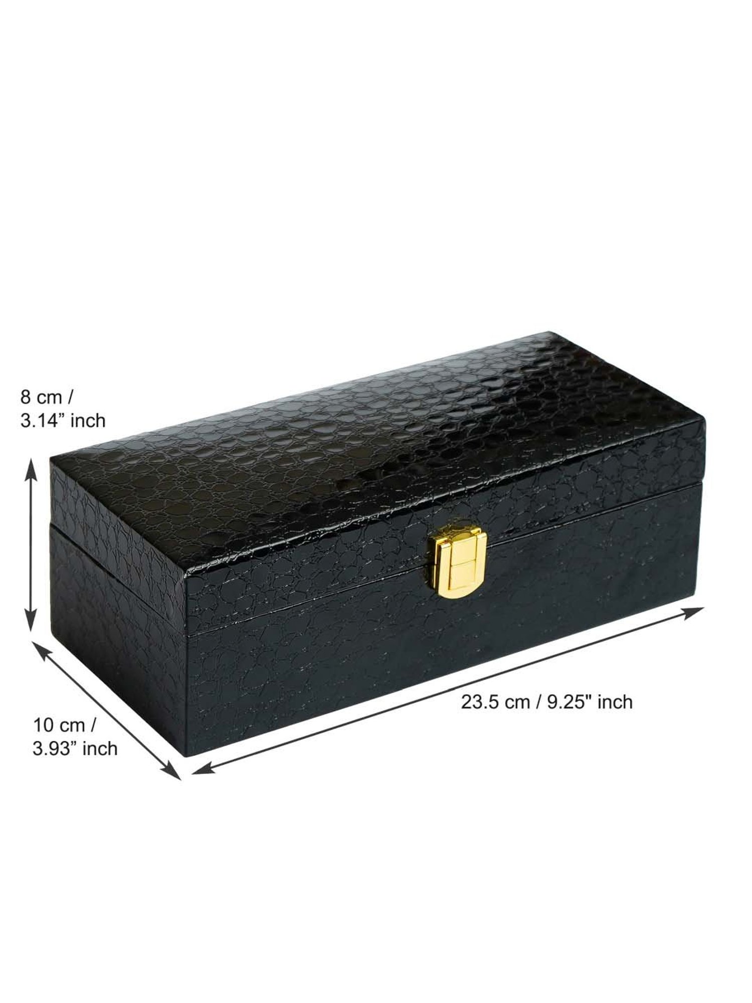 eCraftIndia Black Leather Rexine Watch Organizer Box - Set of 1