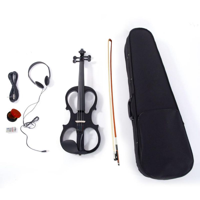 Electric Silent Violin 4/4 Brown Free Case Bow Rosin Headphone Black