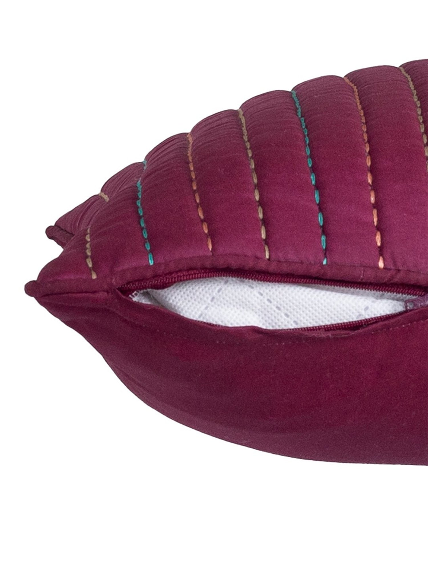 Maspar Hues Folklore Transition Embroidery Red Cotton Cushion Cover