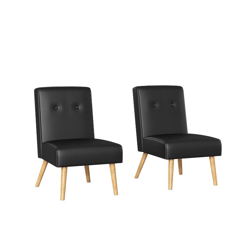 Set of 2 Webster Button Tufted Armless Chair Black - Handy Living