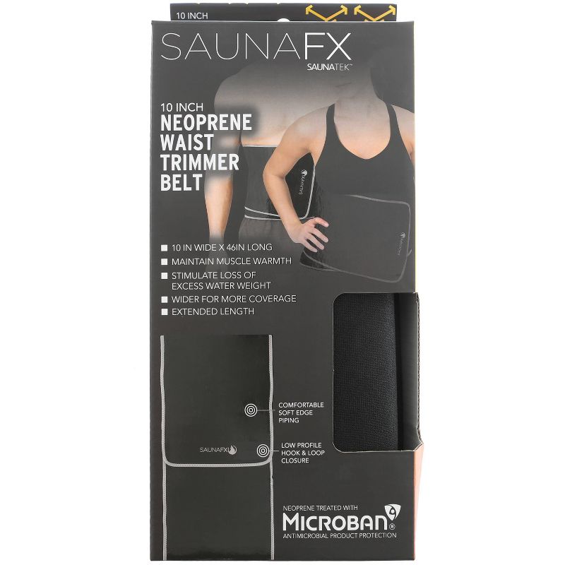 SaunaFX 10" Slimmer Belt - double bonded with Microban - Black