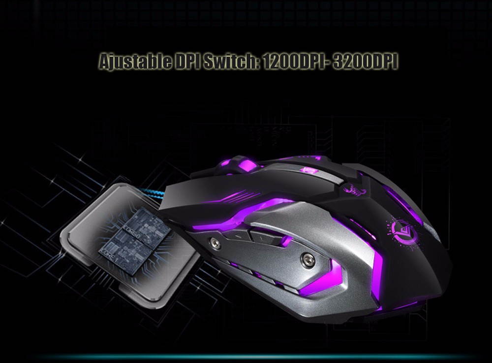 Funtech Gaming Mouse Ajustable 3200 DPI 6 Buttons Optical High-grade USB Wired Game Mouse Gamer 4 Color Breathing Variable Light