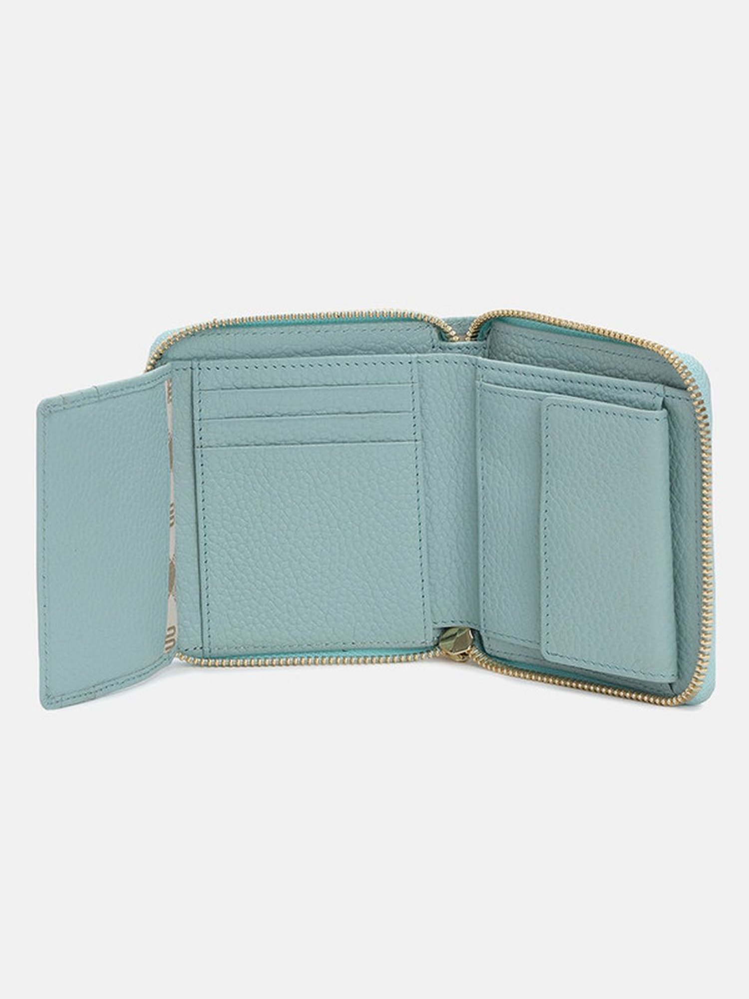 BAGATT Light Green Leather Solid Zip Around Wallet