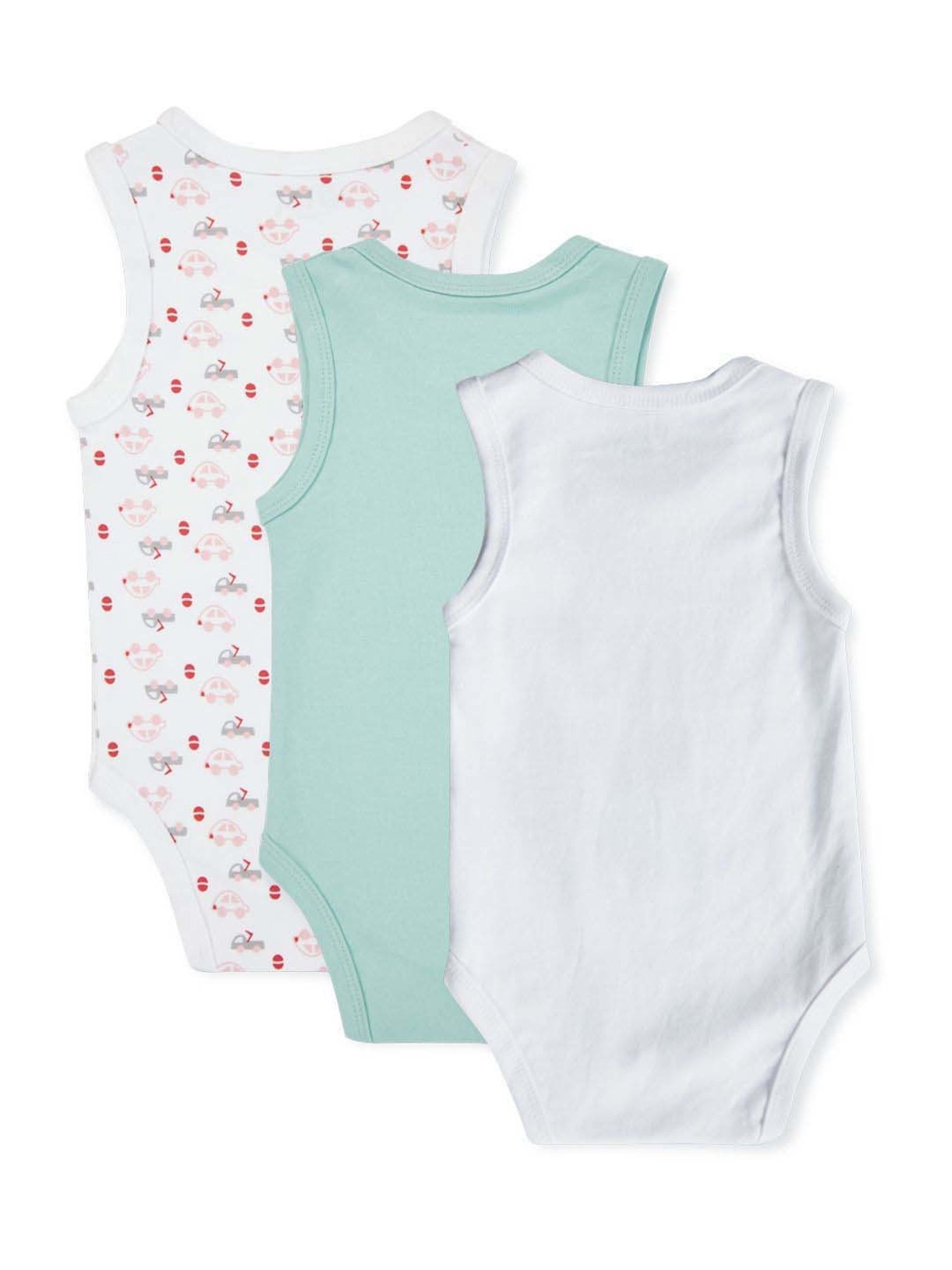 GJ baby White & Green Cotton Printed Romper