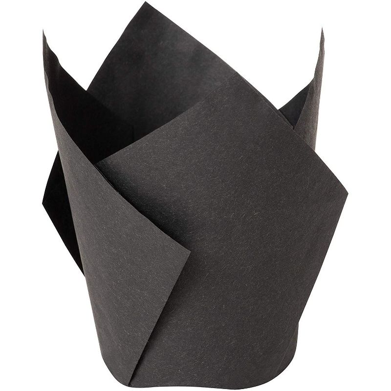 Juvale 100 Pack Medium Tulip Cupcake Liners, Muffin Wrappers, Paper Baking Cups, for Birthday Party, Black