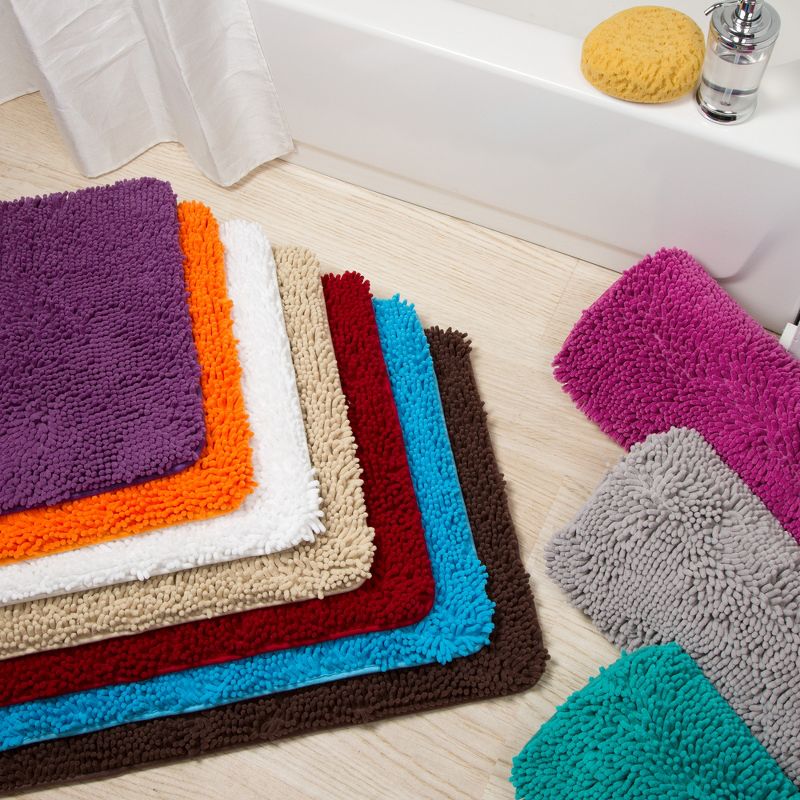 2pc Solid Memory Foam Shag Bath Mat Set Purple - Yorkshire Home