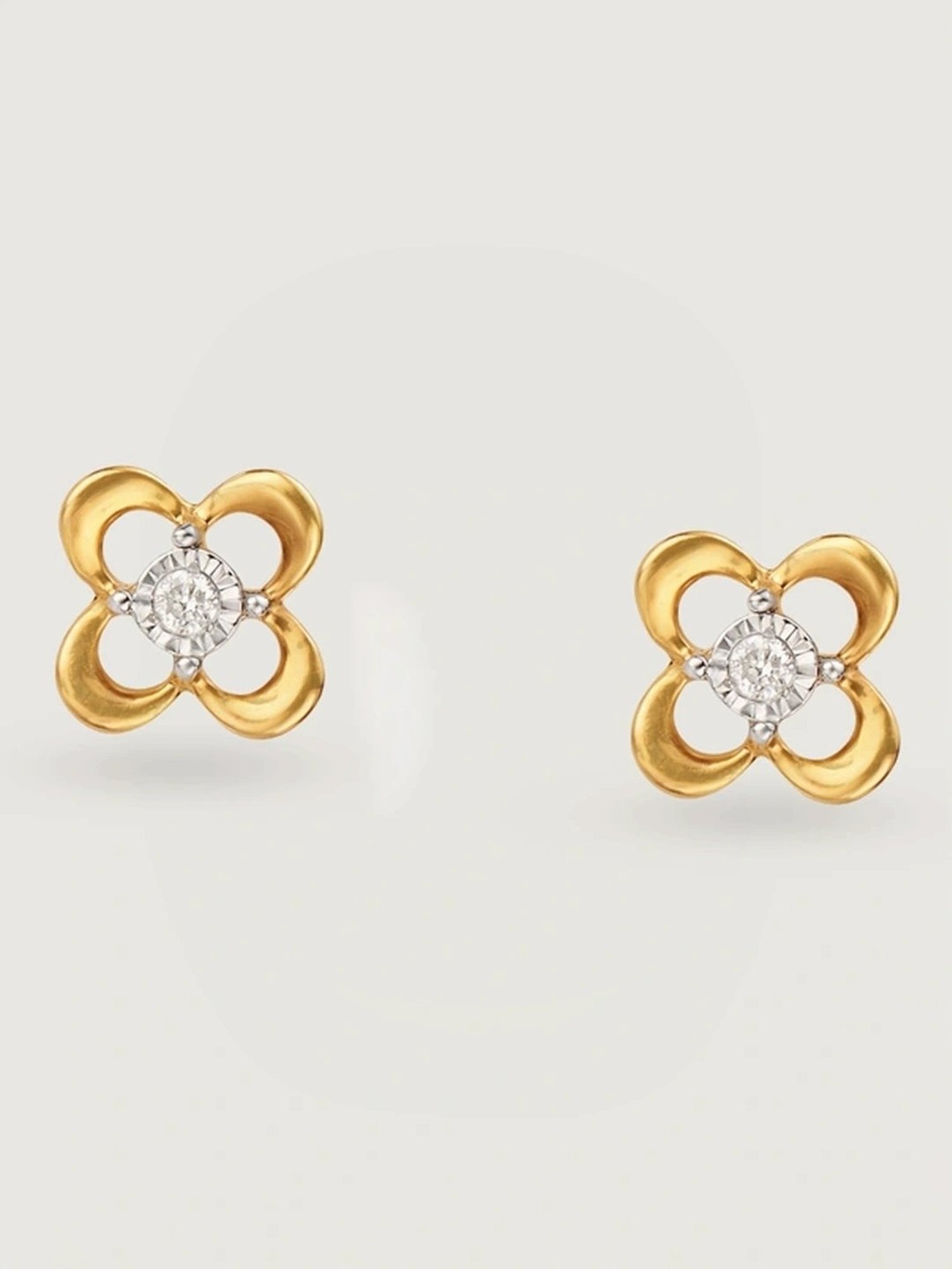 Mia by Tanishq Floral Glow 14k Gold and Diamond Stud Earrings