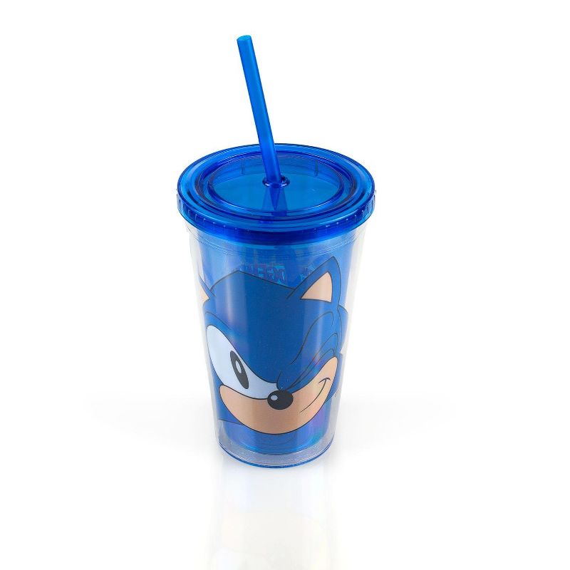 Just Funky Sonic Collectibles | Sonic The Hedgehog Wink Blue Plastic Carnival Cup | 16oz