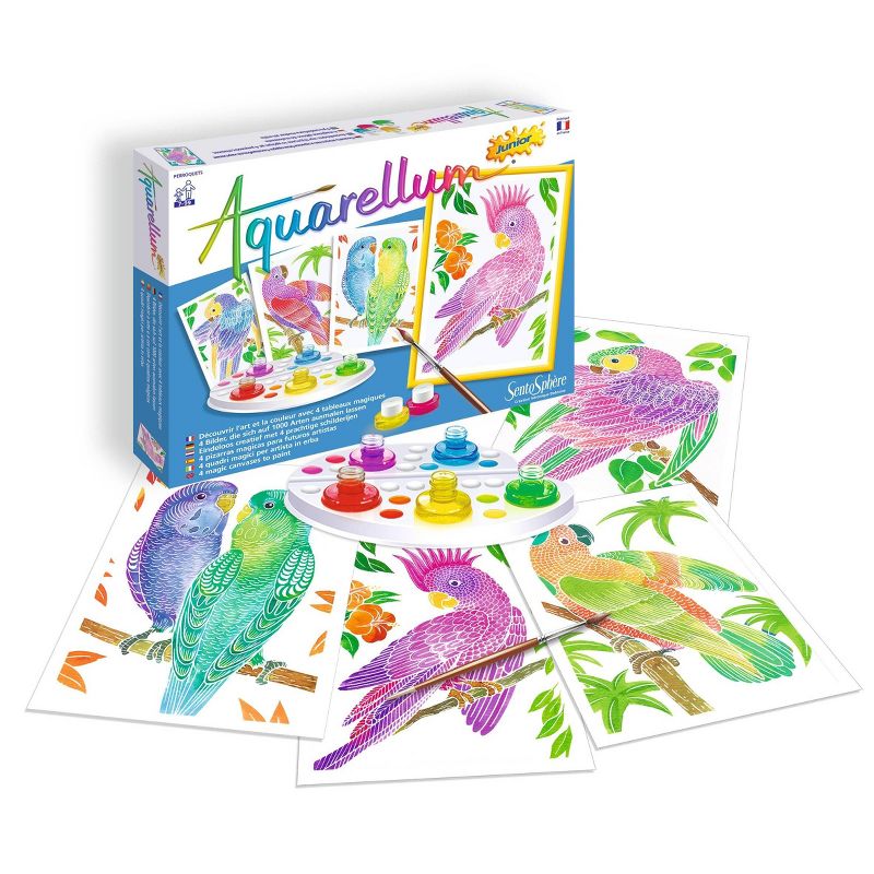 12pc Aquarellum Junior Parrots Painting Kit - SentoSphere USA
