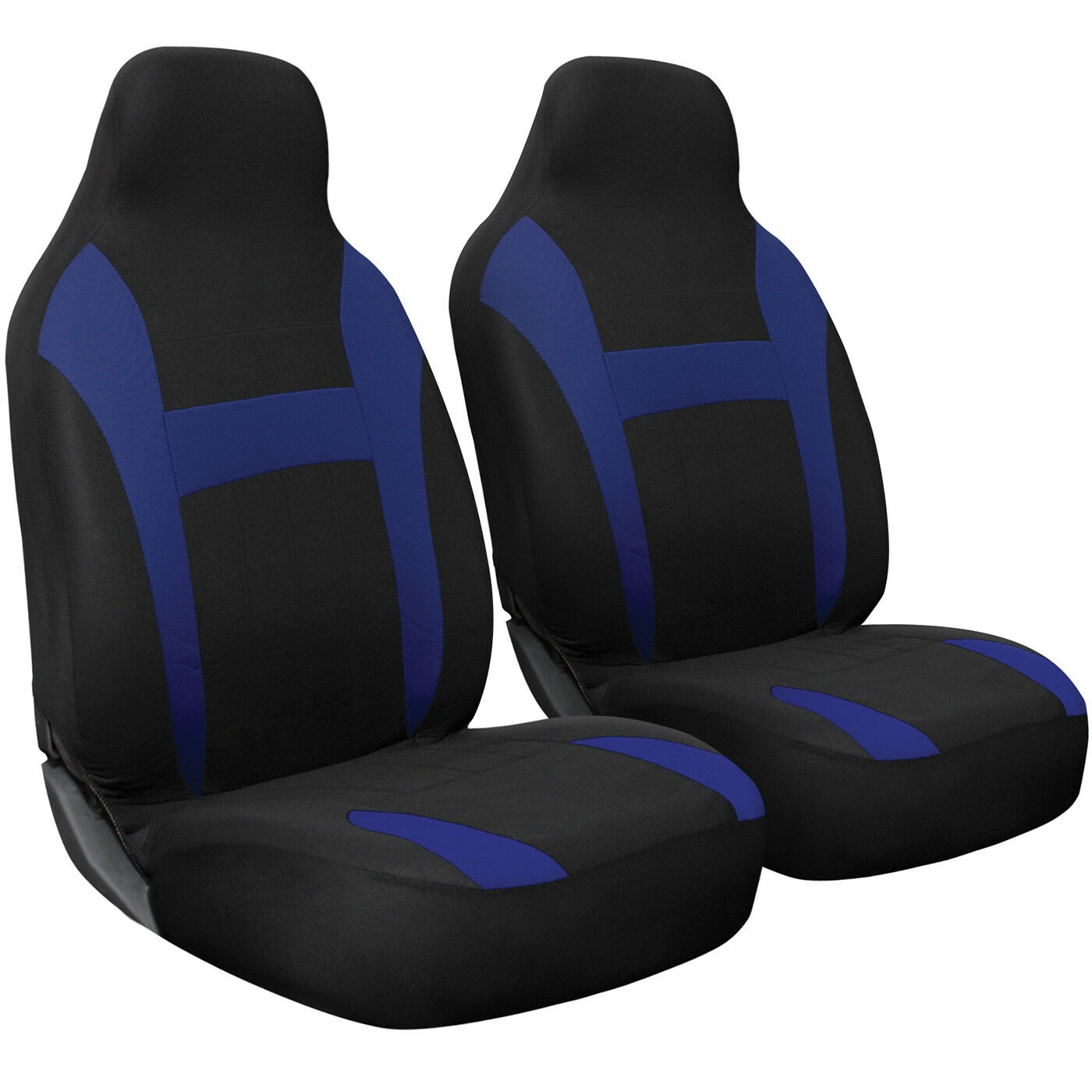 Seat Cover Set Front Integrated Bucket for Car Truck SUV - 2pc Blue  Black
