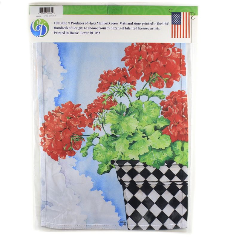 Home & Garden 17.75" Potted Geranium Garden Flag Printed In The Usa Custom Decor  -  Flags