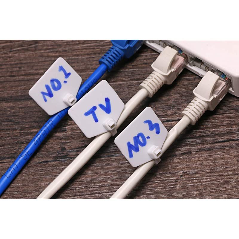 5 Colors Write on Ethernet Wire Zip Ties Nylon Power Marking Label Self-Locking Wire Cable Mark Tags for Wire Marking and Organizing,25PCS
