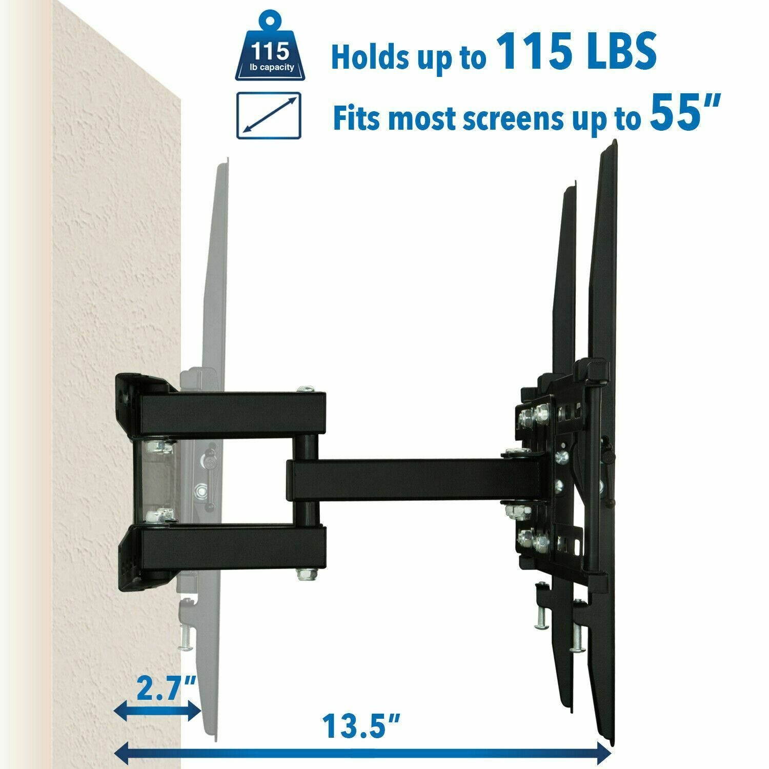 Full Motion TV Wall Mount | Corner Bracket | Fits 32-50 Inch TVs
