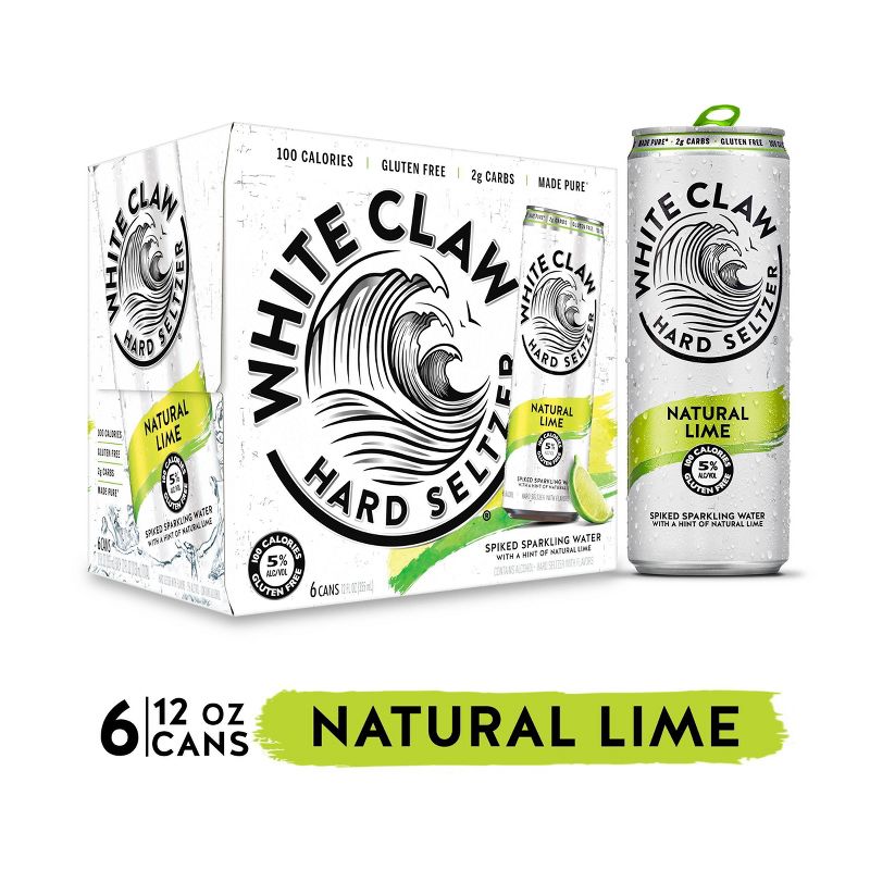 White Claw Natural Lime Hard Seltzer - 6pk/12 fl oz Slim Cans