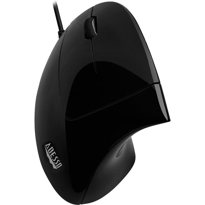 Adesso iMouse E9- Left-Handed Vertical Ergonomic Mouse - Optical - Cable - Black - USB - 2400 dpi - Scroll Wheel - 6 Button(s) - Left-handed Only