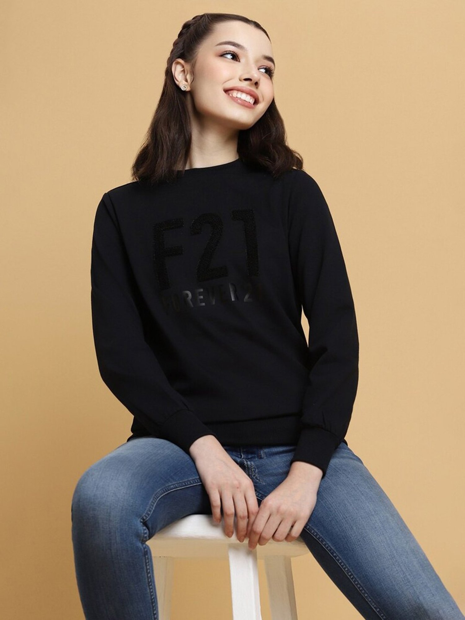 Forever 21 Black Graphic Print Sweatshirt