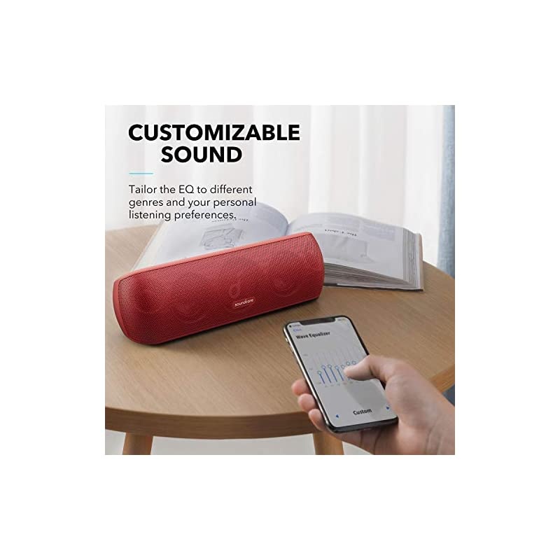 Soundcore Motion+ Bluetooth Speaker with Hi-Res 30W Audio, Extended Bass and Treble, Wireless HiFi Portable Speaker with App, Customizable EQ, 12-Hour Playtime, IPX7 Waterproof, and USB-C, Red