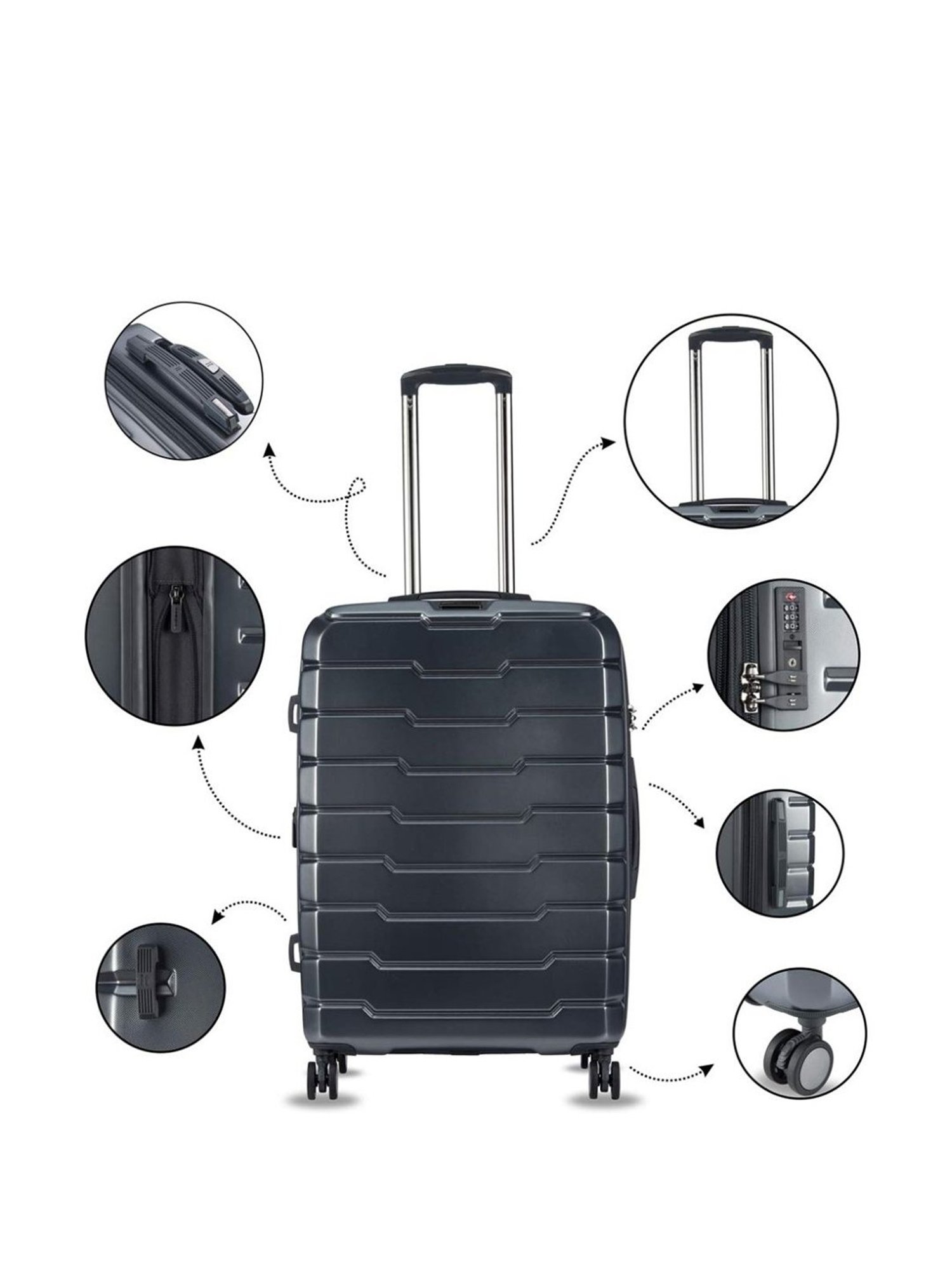 It luggage Prosperous Dark Grey Textured Large Hard Cabin Trolley Set of 2