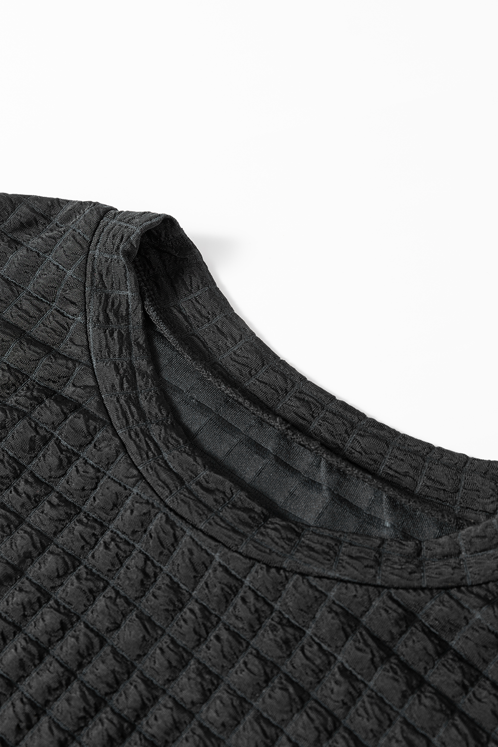 Green Solid Color Quilted Long Sleeve Top and Wide Leg Pants Set