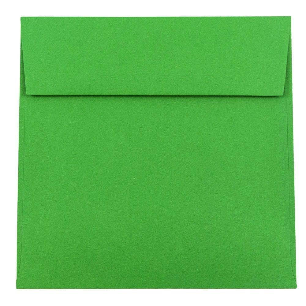 JAM PAPER 6 1/2 x 6 1/2 Colored Invitation Envelopes - Green Recycled - 50/Pack