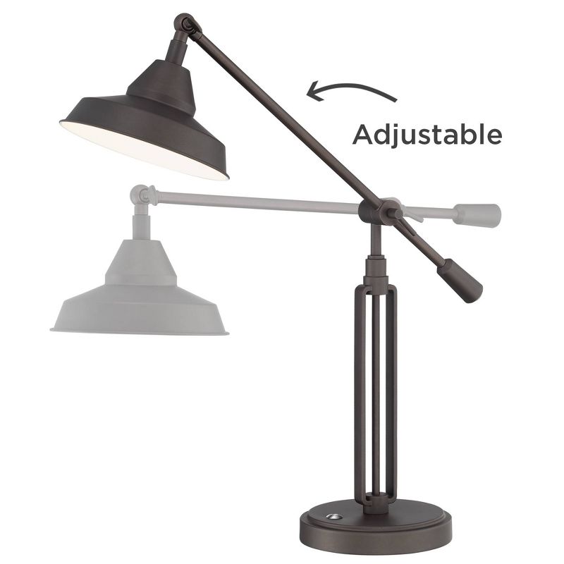 23" Iron/Seeded Glass Axel Farmhouse Industrial Task Lamp (Includes LED Light Bulb) Black - JONATHAN Y