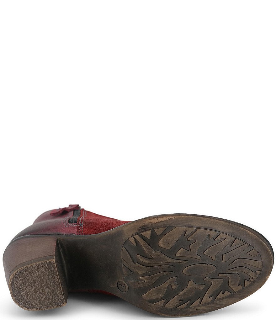 Roan by Bed Stu Lina Burnished Leather Suede Block Heel Booties