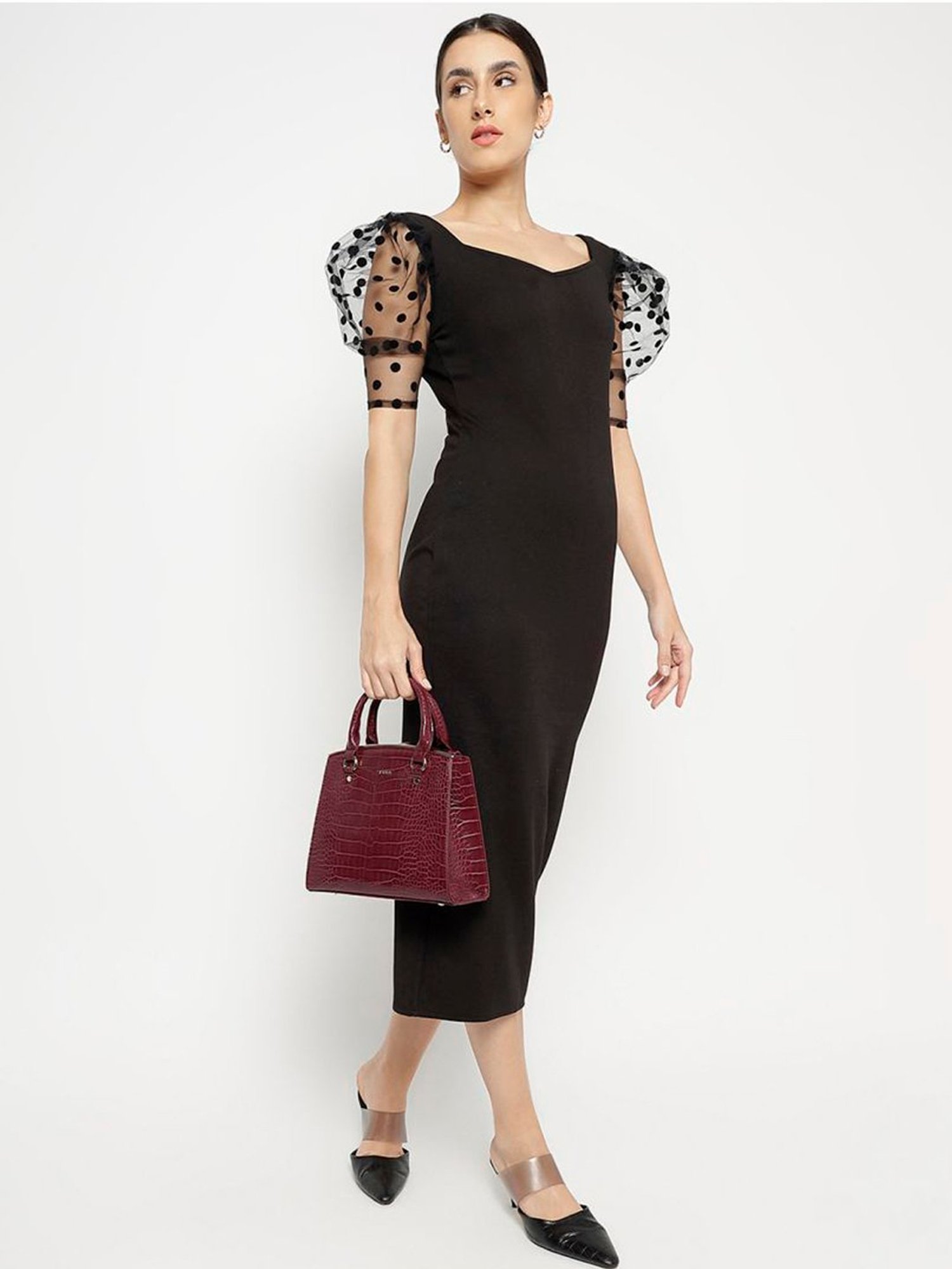 Tyra Calla Wine Textured Faux Leather Handbag