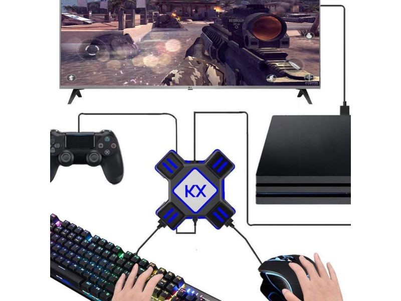 KX Adapter Game Controllers to Gaming Keyboard Mouse Converter adapter Plug and Play for Nintendo Switch Xbox One X/S Xbox 360 PS4 PS3