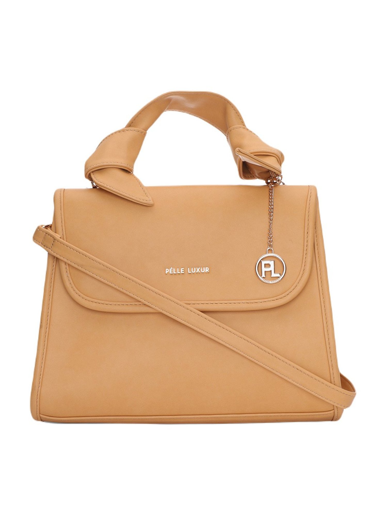 PELLE LUXUR Camel Brown Medium Luna Satchel Handbag