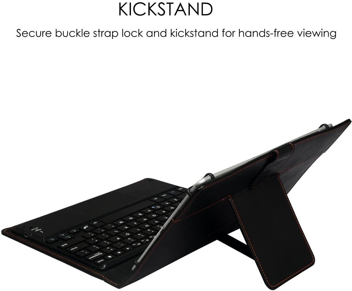 Eoso TouchPad Keyboard case for 9 1010.110.5 Tablets2-in-1 Bluetooth Wireless Keyboard with Touchpad & Leather Folio Cover(Black)