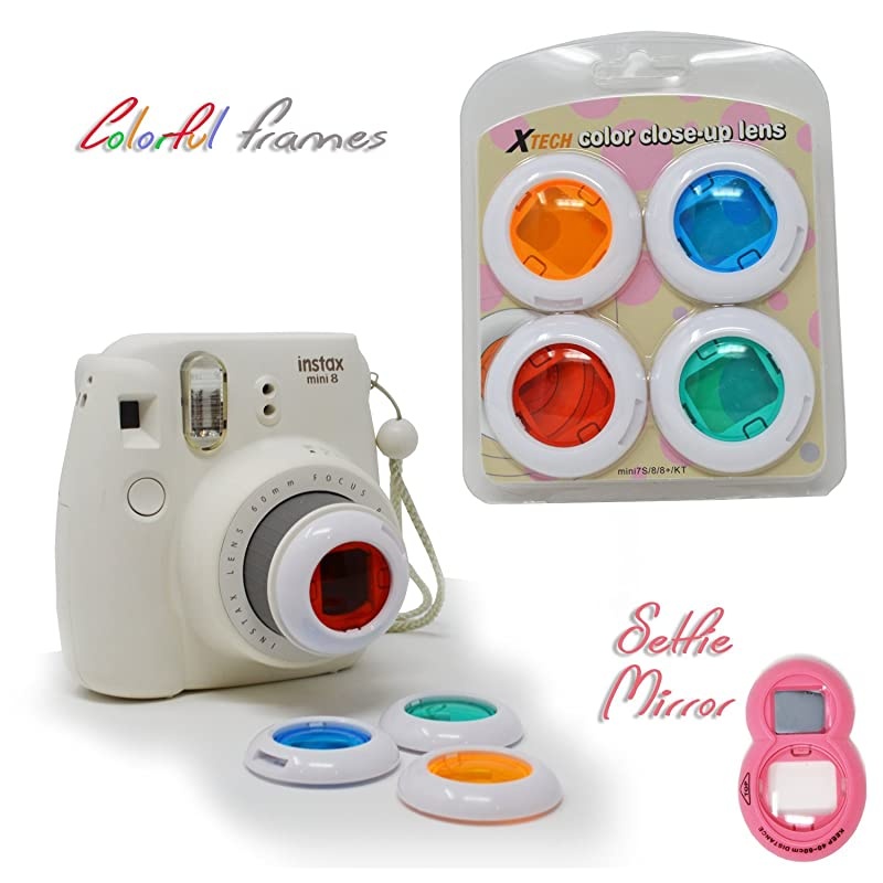 Instax Mini 9 Instant Fuji Camera Flamingo Pink + Accessories Bundle + Custom Matching Case wNeck Strap + Photo Album + Assorted Frames + 4 Color Filters + 60 Sticker Frames + More