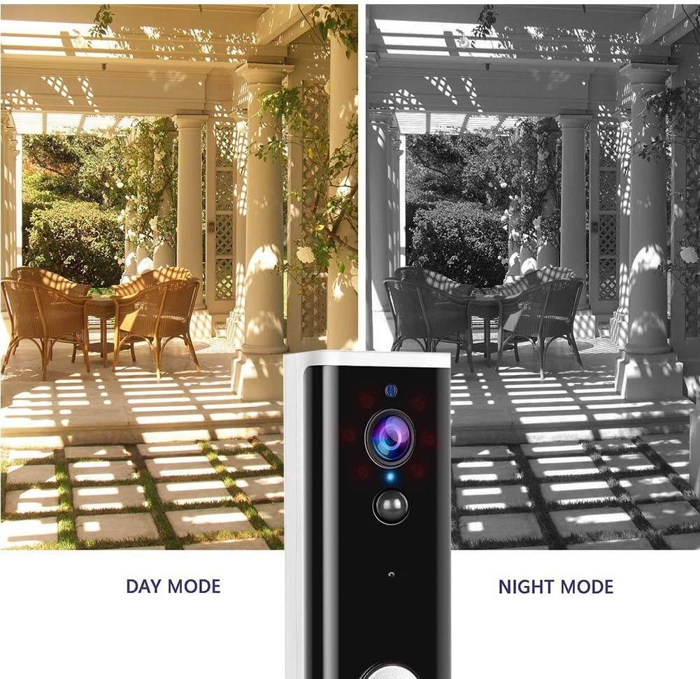 1080 Hd WiFi Video Doorbell Pro with Indoor Chime, Wireless Security Doorbell Alexa, PIR Motion Detection, Wide Angle, Night Vision, Real-Time Notification, Two-Way Talk,White,EU Voltage B