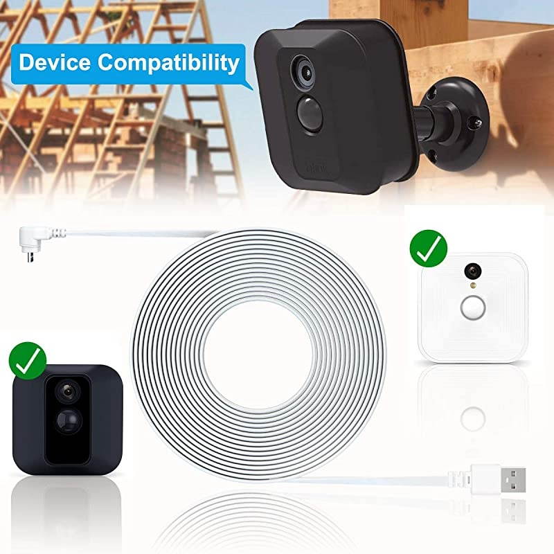 10 FT Blink XT XT2 Charger Cable with Wall Adapter 2 PackCharger Brick and 90 Degree Right Angled Micro USB End Charging CordOutdoor Waterproof Power Supply for Blink XT XT2