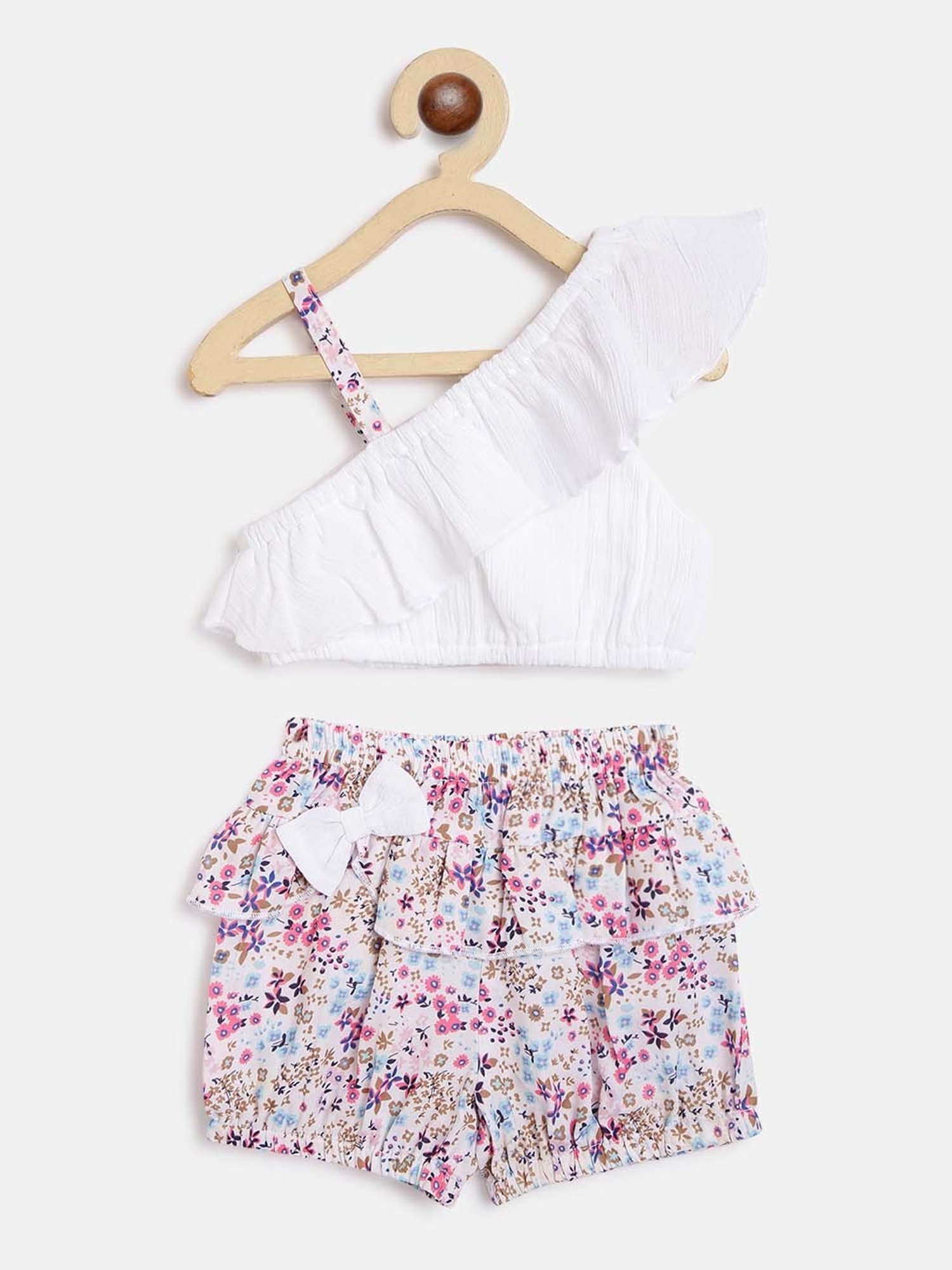 Nauti Nati Kids White Floral Print Top with Shorts