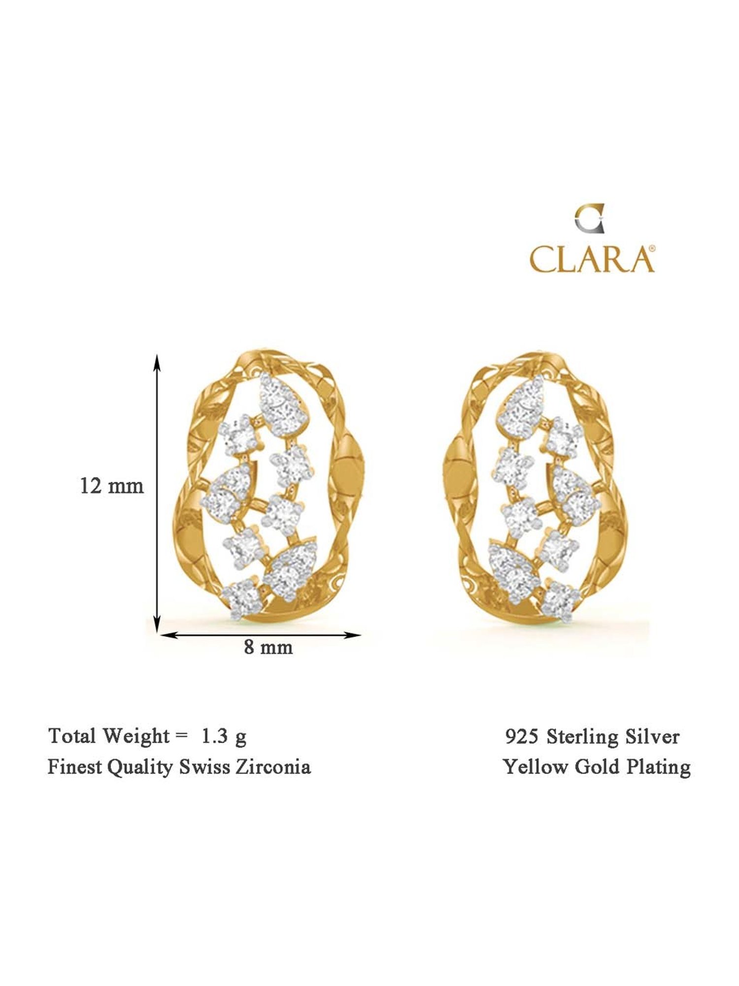 Clara 92.5 Sterling Silver Petra Earrings for Women
