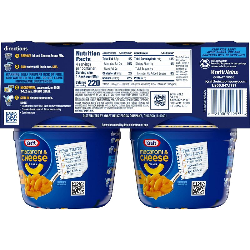 Kraft Original Flavor Macaroni & Cheese Dinner - 2.05oz 4pk