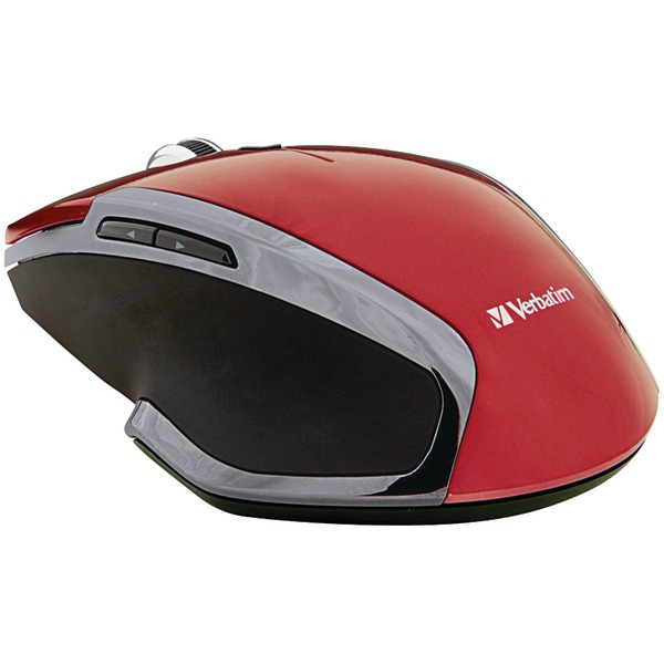Cordless Blue-LED Deluxe Notebook Mouse, Ergonomic, 6 Buttons, 2.4 GHz (Red)