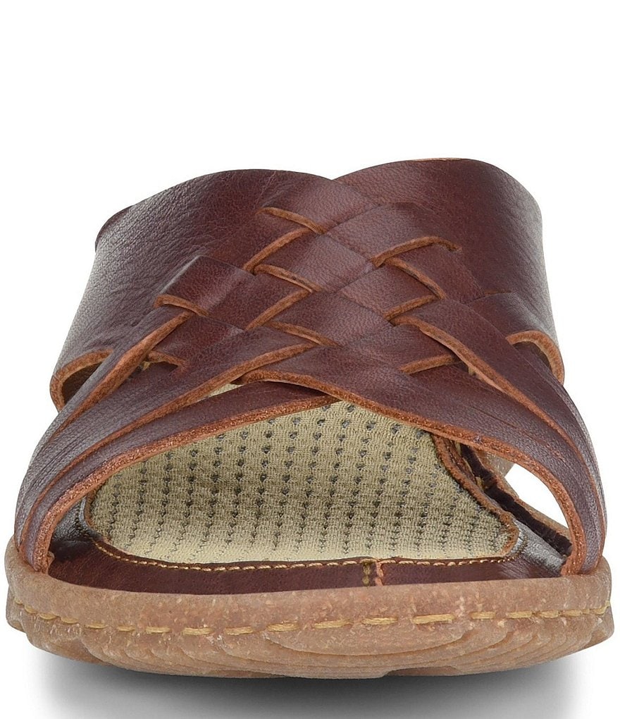 Born Basia Woven Leather Slide Sandals